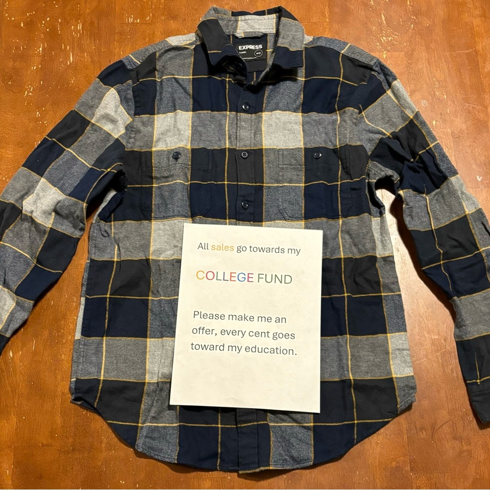 Express Men's Blue Plaid flannel
